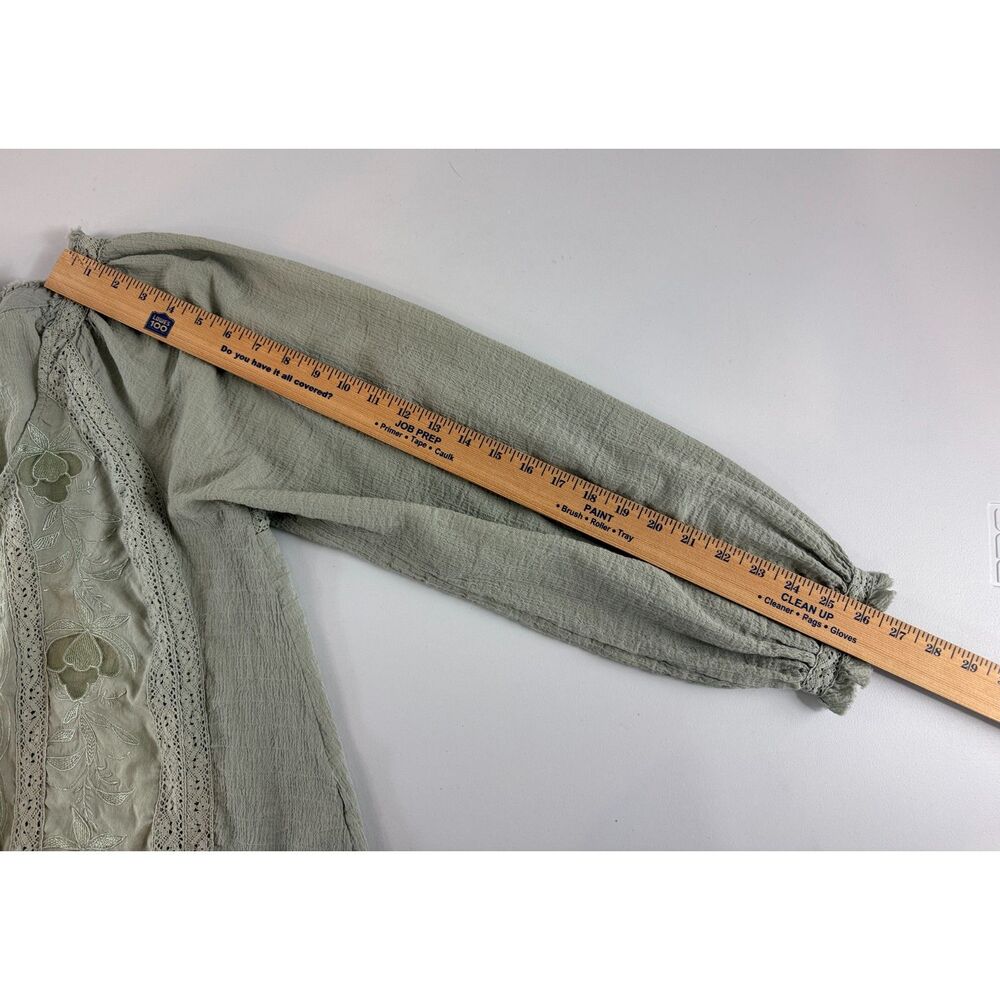 Free People Women's Sivan Embroidered Blouse Moss Green Long Sleeve Size XS - Picture 11 of 12